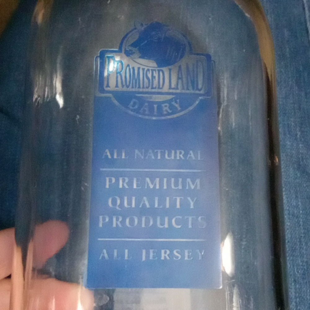 Vintage Floresville, TX 32 Oz Glass Milk Bottles - Blue Label (Set of 2)